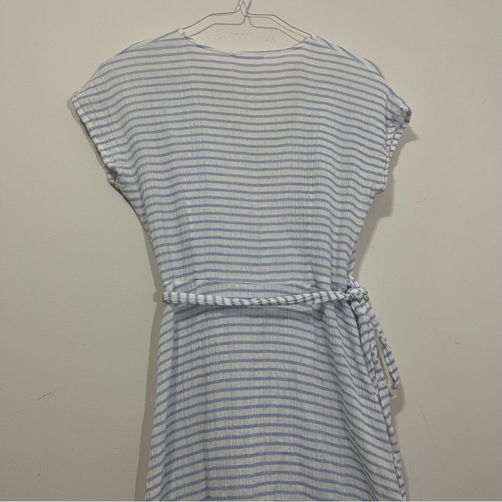 Marine Layer Striped Maxi Dress in White and Light Blue with Pastel Accents - Picture 15 of 16